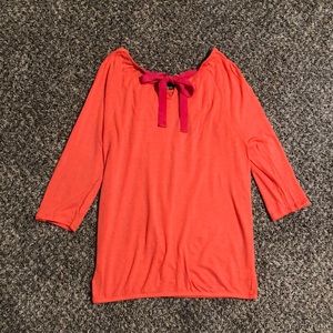 Coral Ann Taylor LOFT Top With Pink Bow